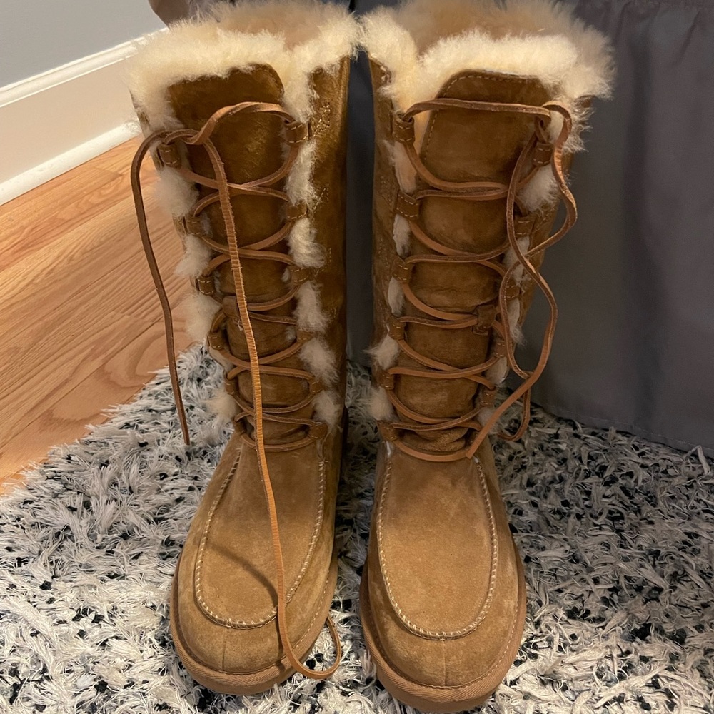 Ugg tall suede lace up boot